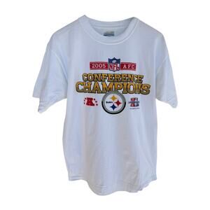 Reebok NFL Steelers 2005 AFC Champions T Shirt Mens Large White Football Tee